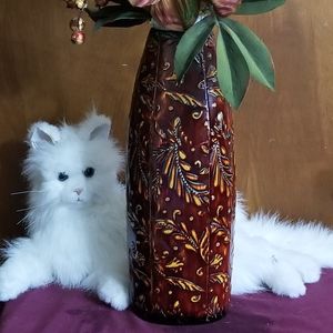 Gerson's leather looking metal case w flowers